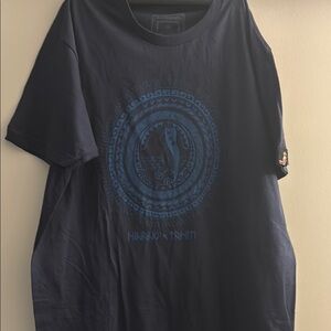 Blue Short Sleeve Tee with Circular Design